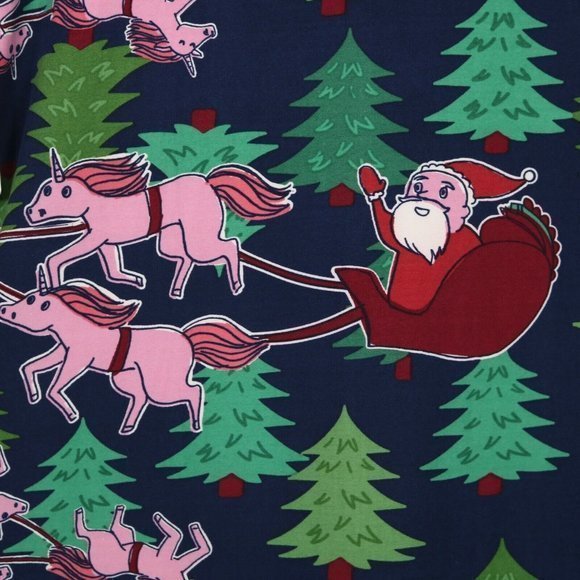 LuLaRoe Classic T Shirt Top Christmas Pink Unicorns Santa Sleigh Blue‎ XL - Picture 8 of 11